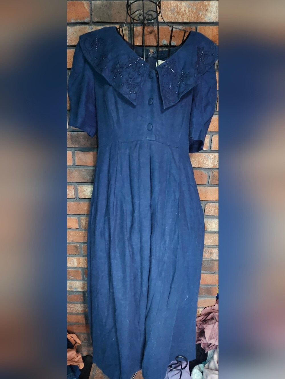 Karin Stevens Navy Blue Vintage-Inspired Button Front Dress
